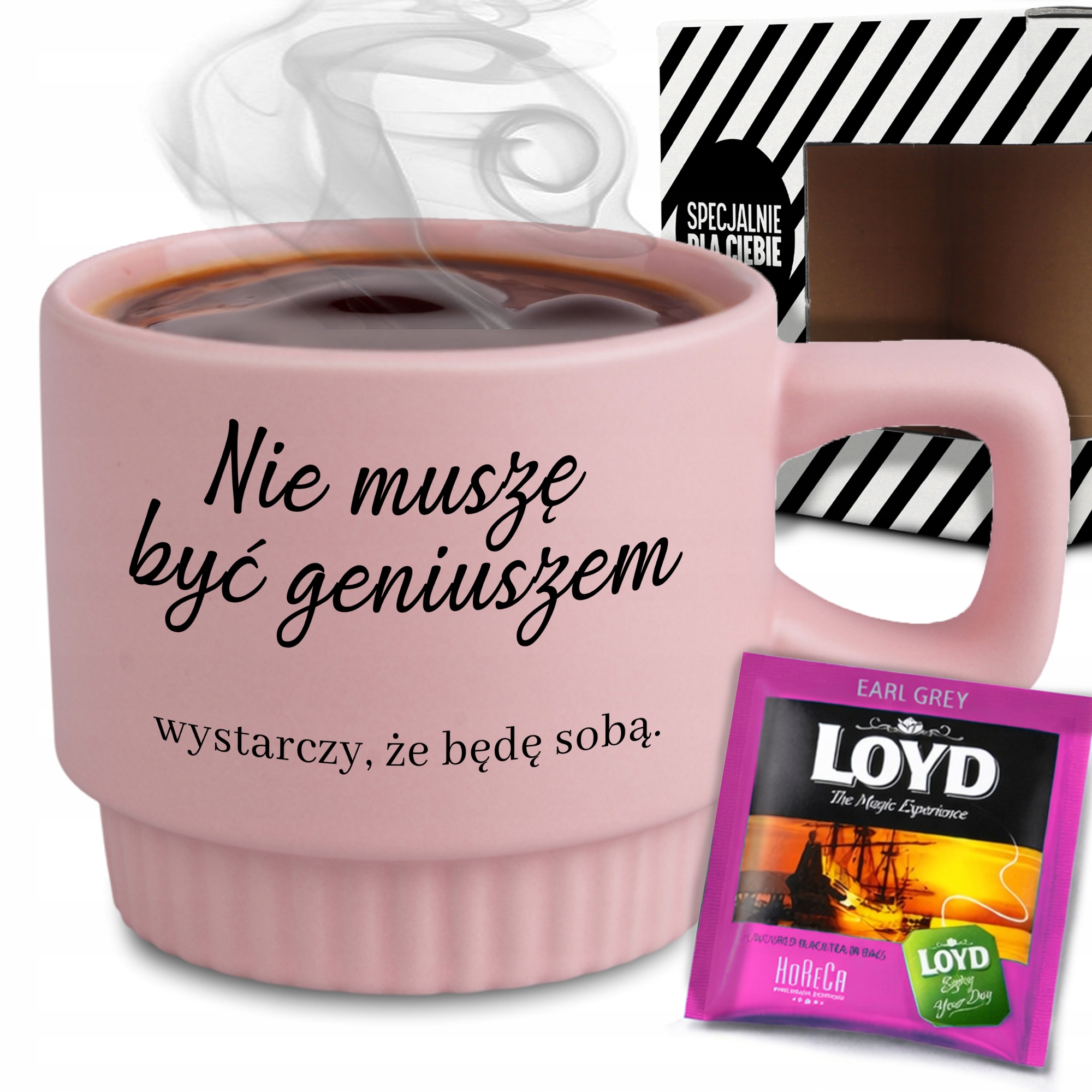 Ryhovaný Hrnček V Krabici Ružový Čaj, Nemusím Byť Géniom, Darček