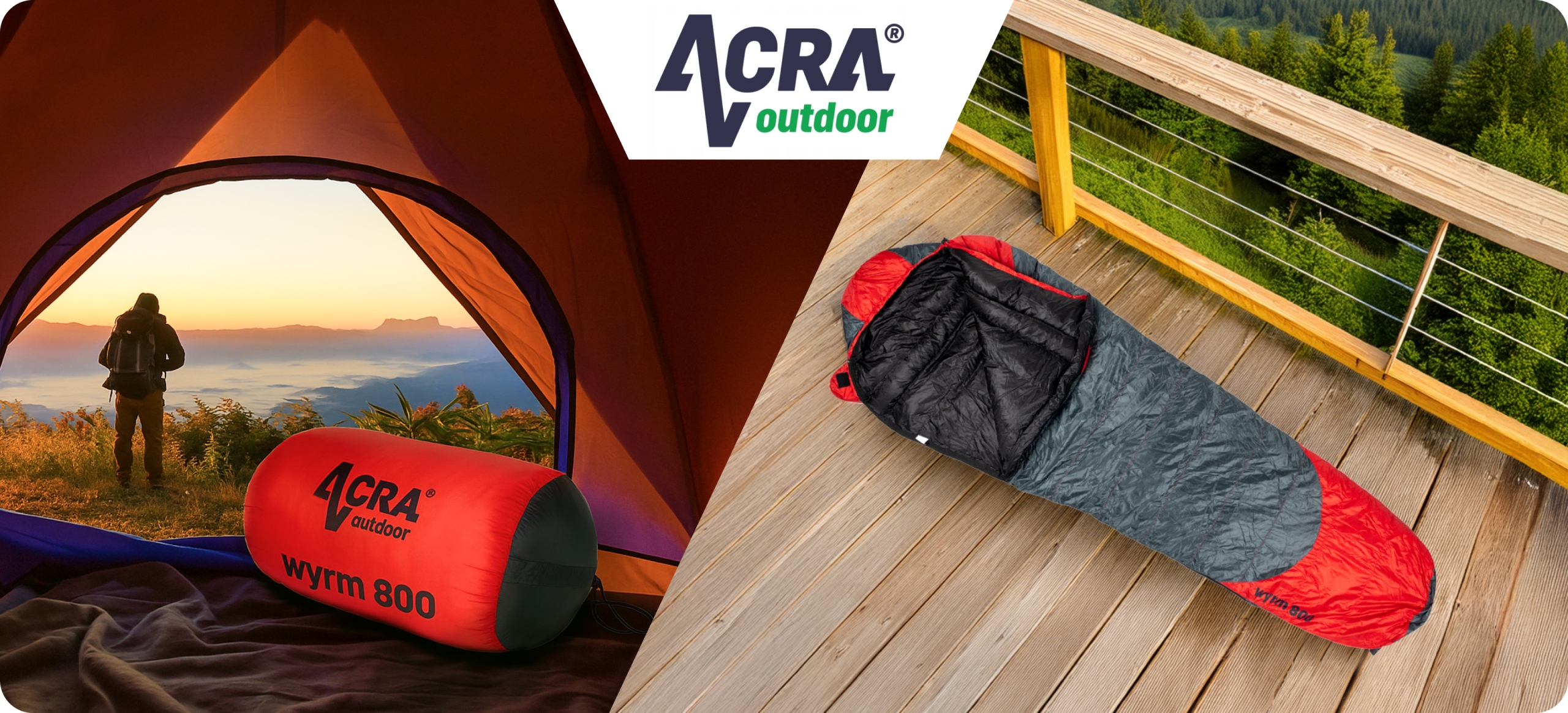 Acra péřový spací pytel Wyrm 800 225 cm, kachní peří