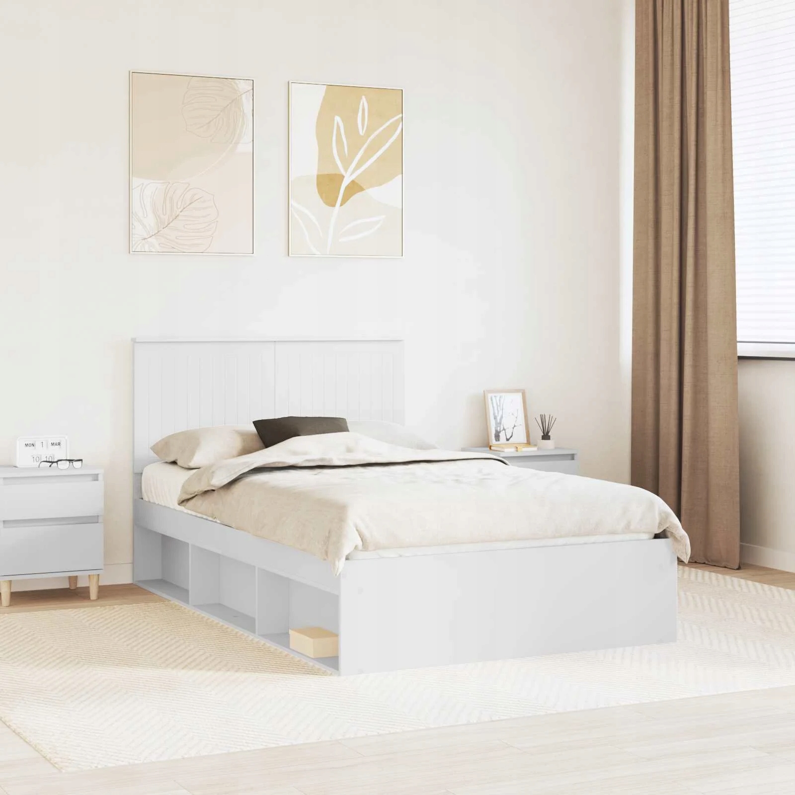 vidaXL Rám postele s čelo Bílá 120 x 200 cm Masivní borové dřevo