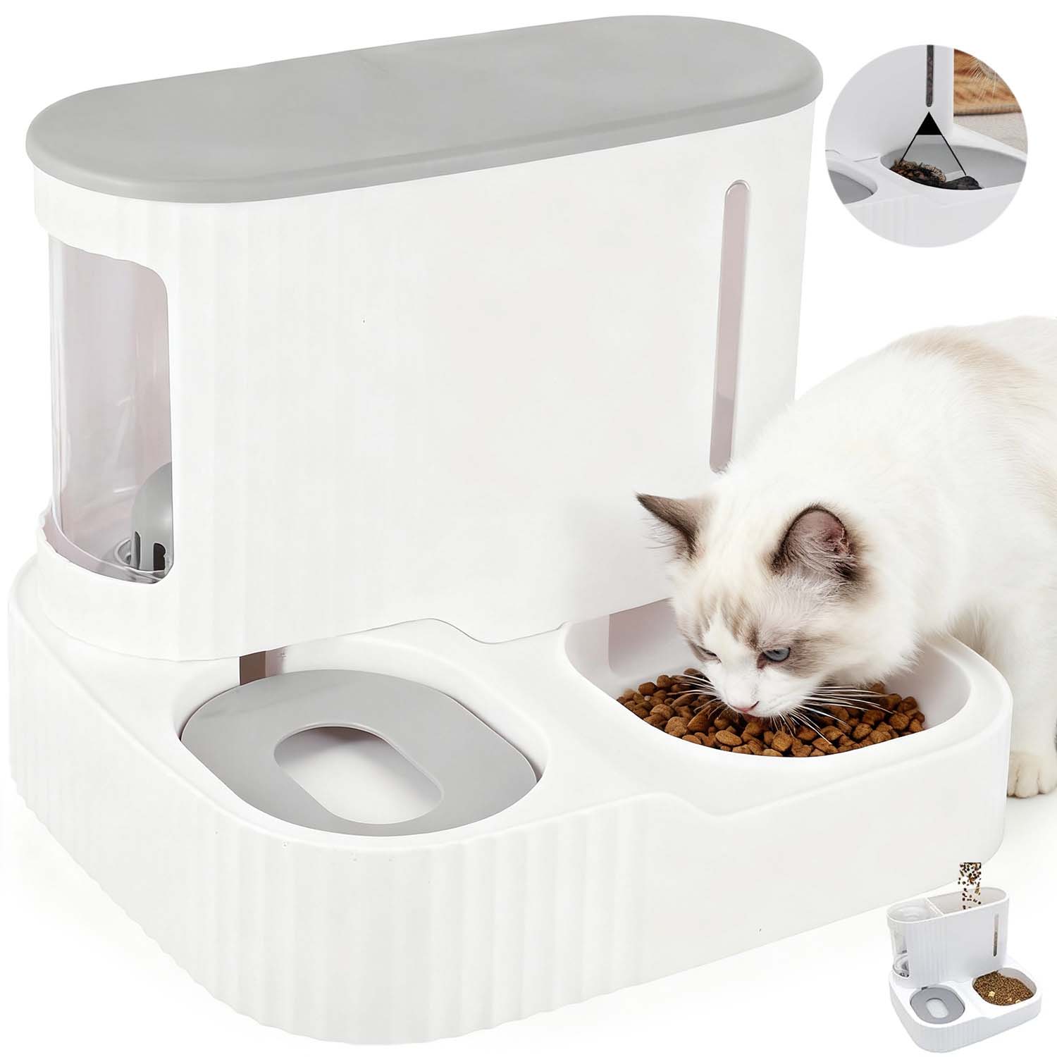 Levně Dávkovač Krmiva A Vody Automatický Podavač Miska Pro Psa A Kočku Napáječka 2V1