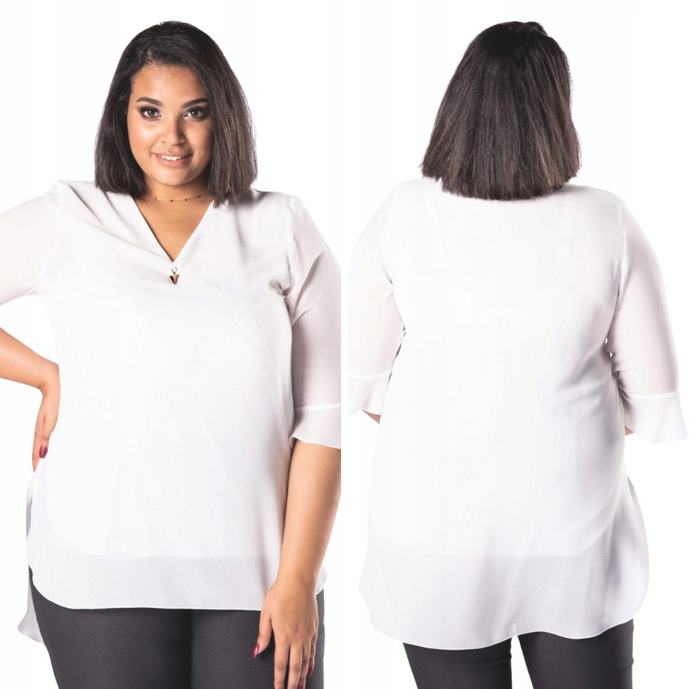 Košile s lesklou aplikací a volánky, barva krémová, velikost 6XL