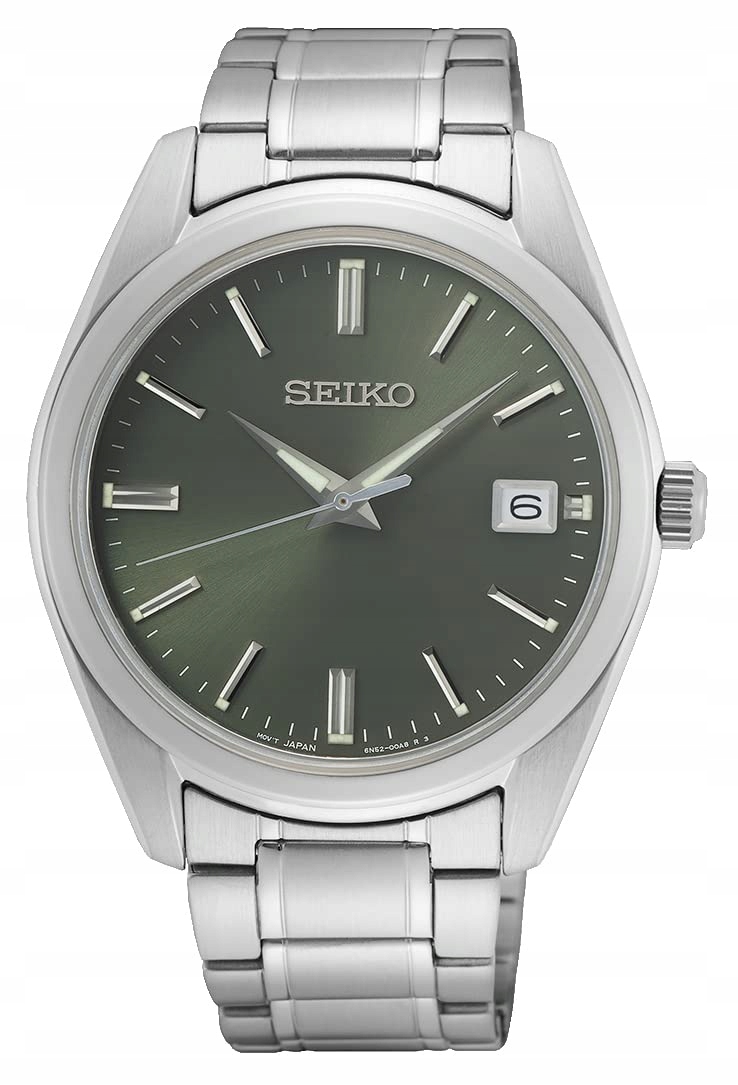 Klasické Pánské Hodinky Seiko SUR527P1 S Datem Safír Zelený Ciferník 40 mm