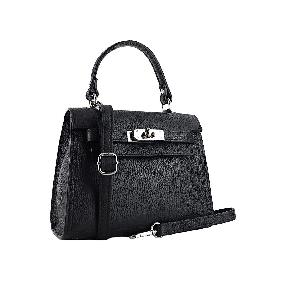 Torebka Licowa skóra naturalna Bożena Czarny Wzór dominujący bez wzoru