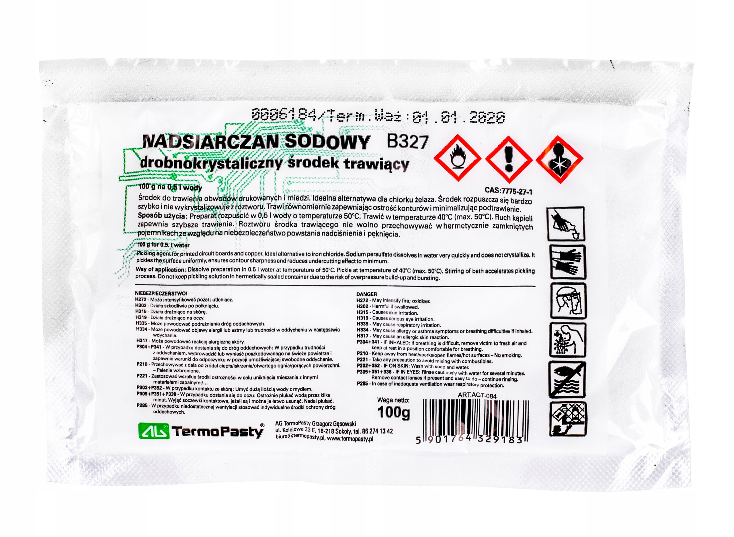 

Nadsiarczan Sodowy B-327 100G Wytrawiacz