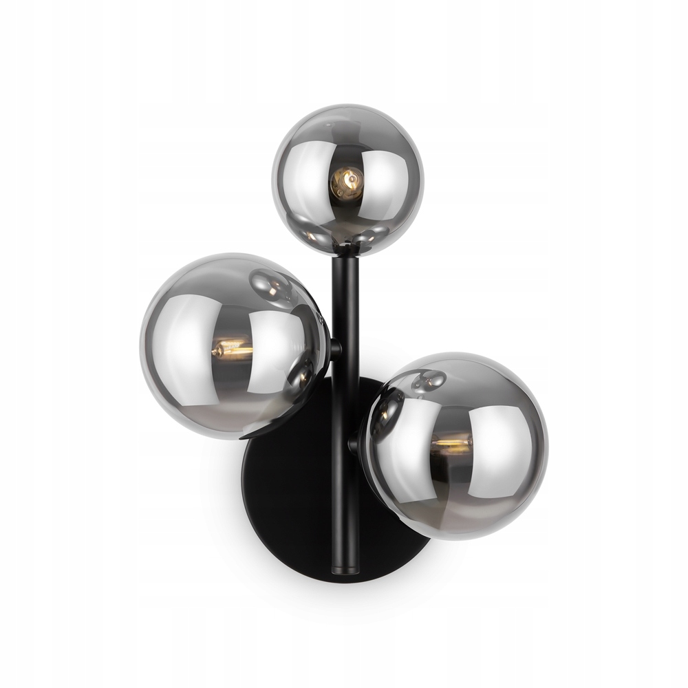 Nástenná lampa čierna, dymové sklenené gule do spálne, obývačky Maytoni