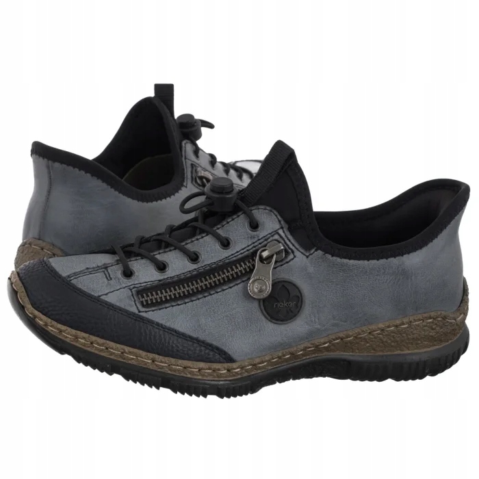 Dámské nazouvací polobotky Rieker Modré N3267-14 Blue Šedé