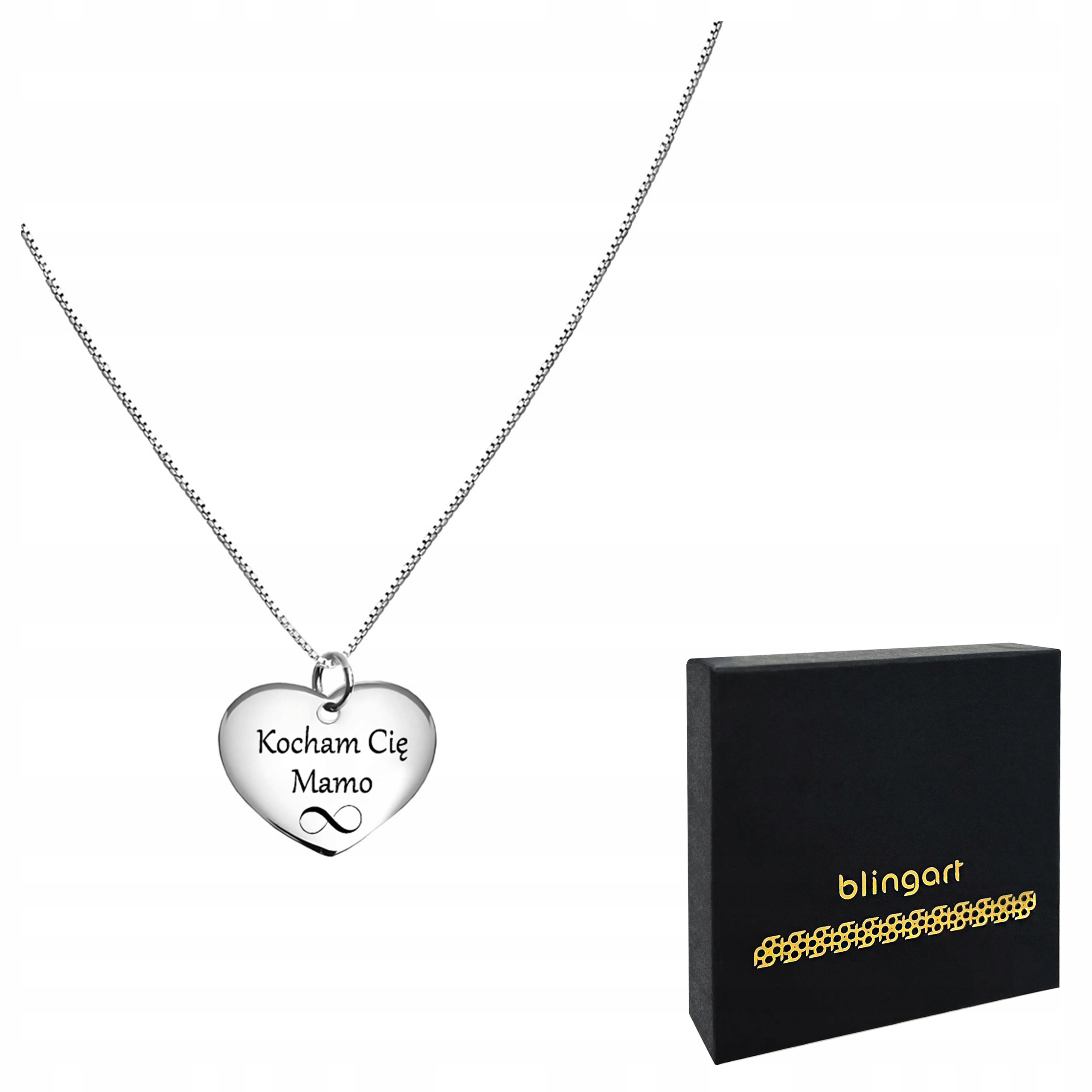 Dámský stříbrný náhrdelník s gravírováním rhodiované srdce kostka 45 cm stříbro 925