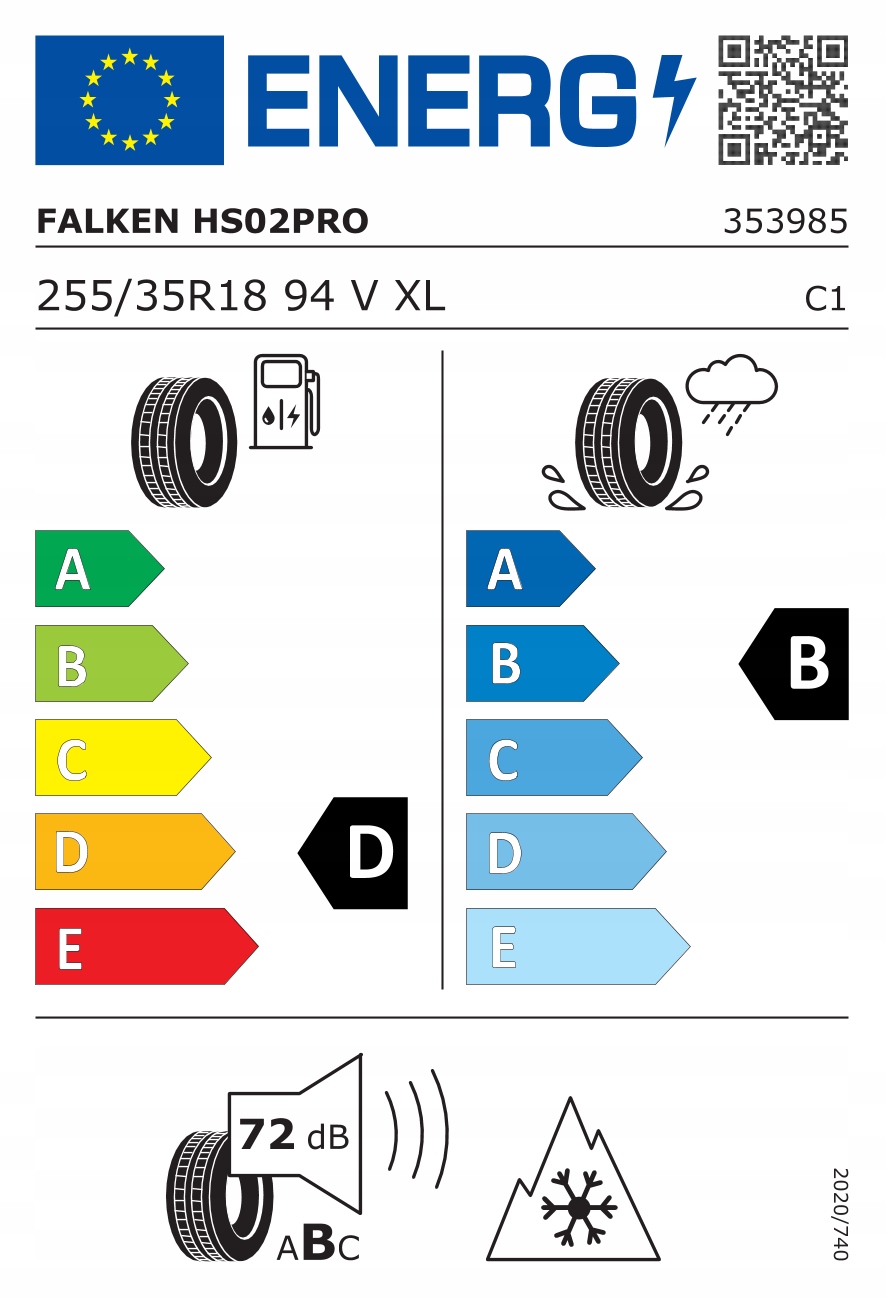 2x OPONY 255/35R18 Falken Eurowinter HS02 PRO Średnica 18"