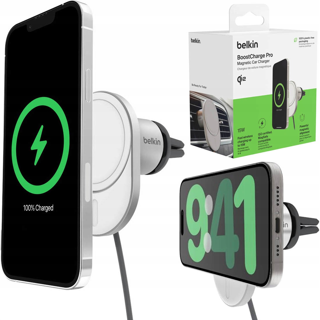 Belkin Uchwyt samochodowy MagSafe z ładowarką Qi2 15W do kratki nawiewu