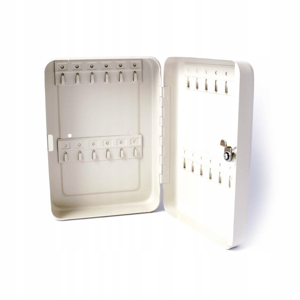 Skříňka Organizer schránka na klíče 45ks, ocelová kazeta zlomená bílá