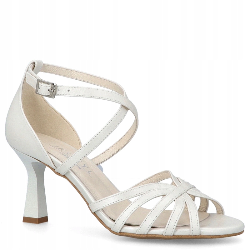 Skórzane sandałki do tańca Kotyl 4370 Ecru Perłowe 37