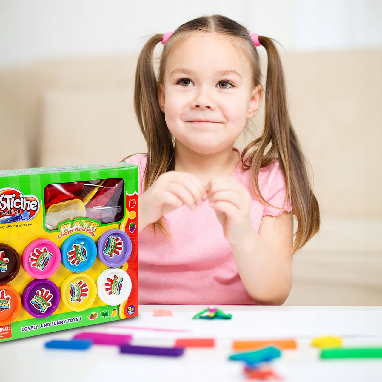 MASA PLASTYCZNA CIASTOLINA 8 KUBECZKÓW AKCESORIA Z CIASTO MASĄ DLA DZIECI Wysokość produktu 21 cm