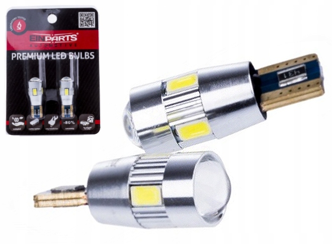 

Żarówki W5W Led Canbus T10 6SMD 6000K Einparts