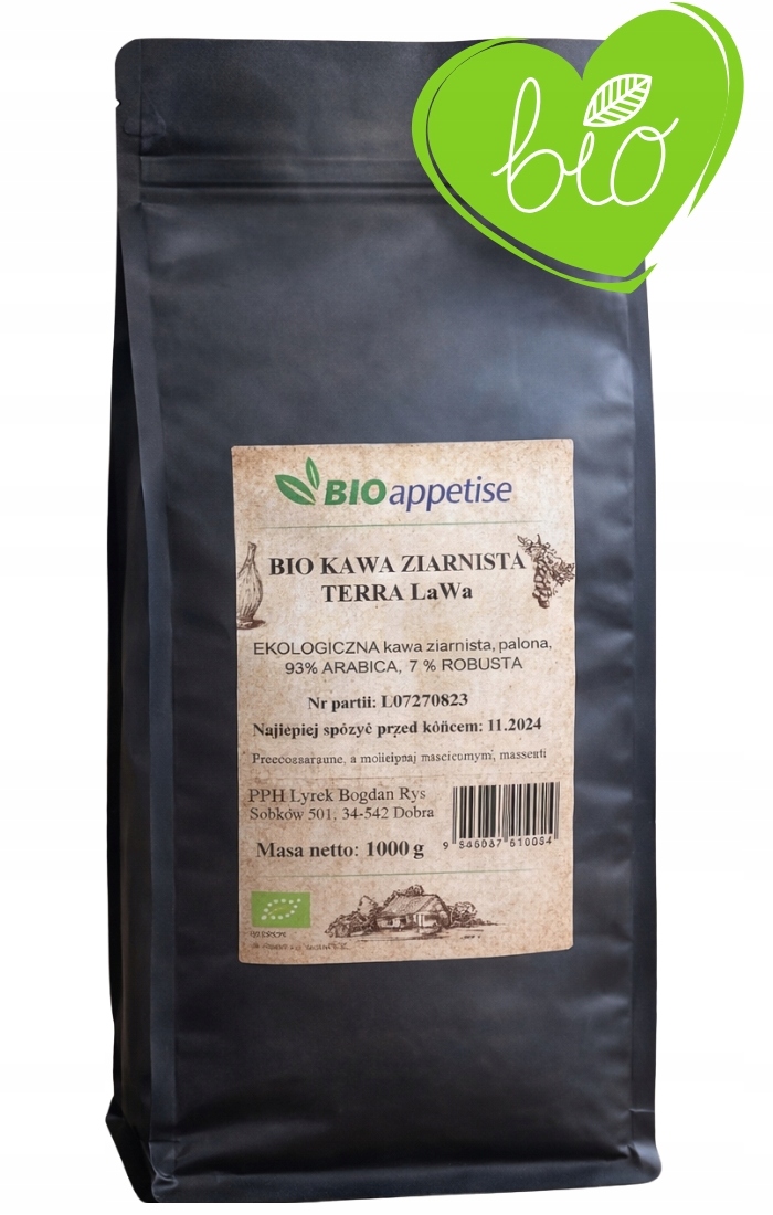 Levně Káva zrnková bio Káva zrnková ekologická Káva zrno 1 kg do kanceláře