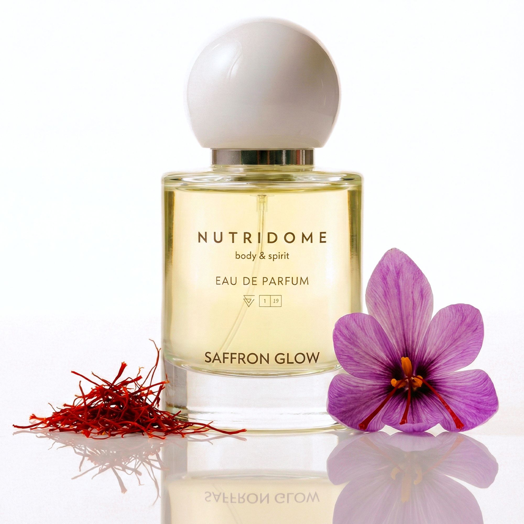 Woda perfumowana Perfumy trwałe Saffron Glow Nutridome roślinne kwiatowe