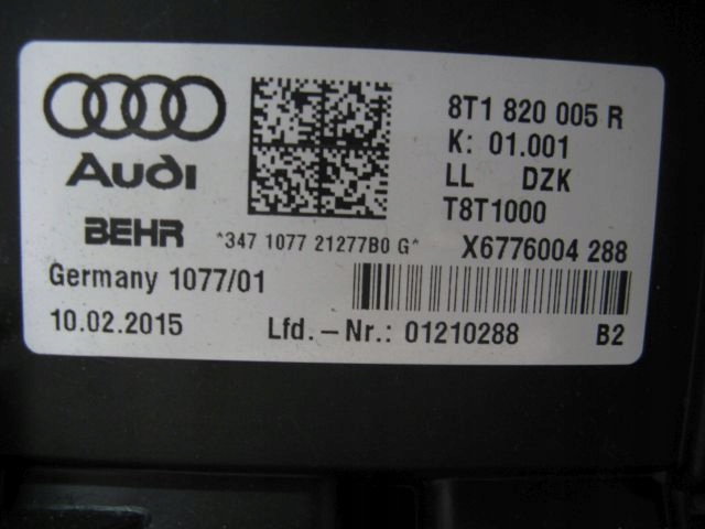 радиатор отопителя Audi A4 A5 B8 2008-2015 8T1820005R 8T0820521F