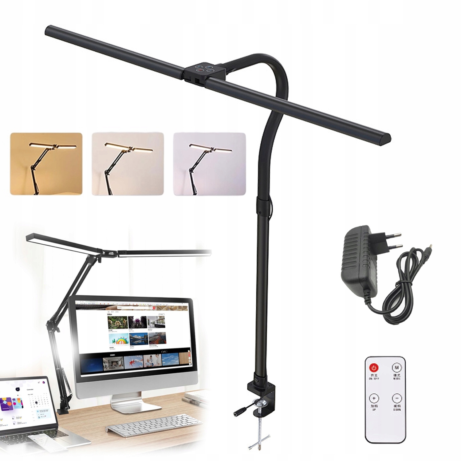 360° Led Lampa Z Klipsem O Dwóch Głowicach 5 Temperatur Barwowych Jasność