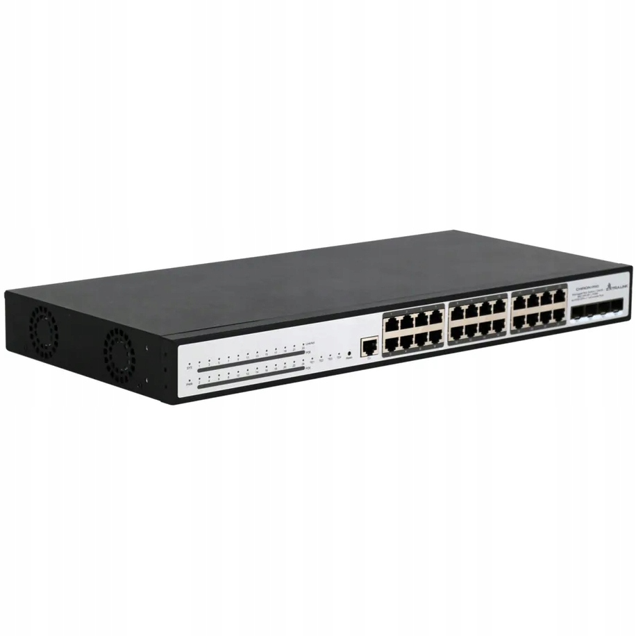 Extralink Chiron Pro Switch PoE 24x RJ45 1000Mb/ s PoE, 4x Sfp+, L3, 370W