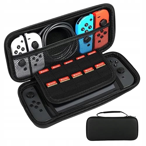 ETUI NA NINTENDO SWITCH TWARDE POKROWIEC WALIZKA 10 PRZEGRÓDEK skórzany