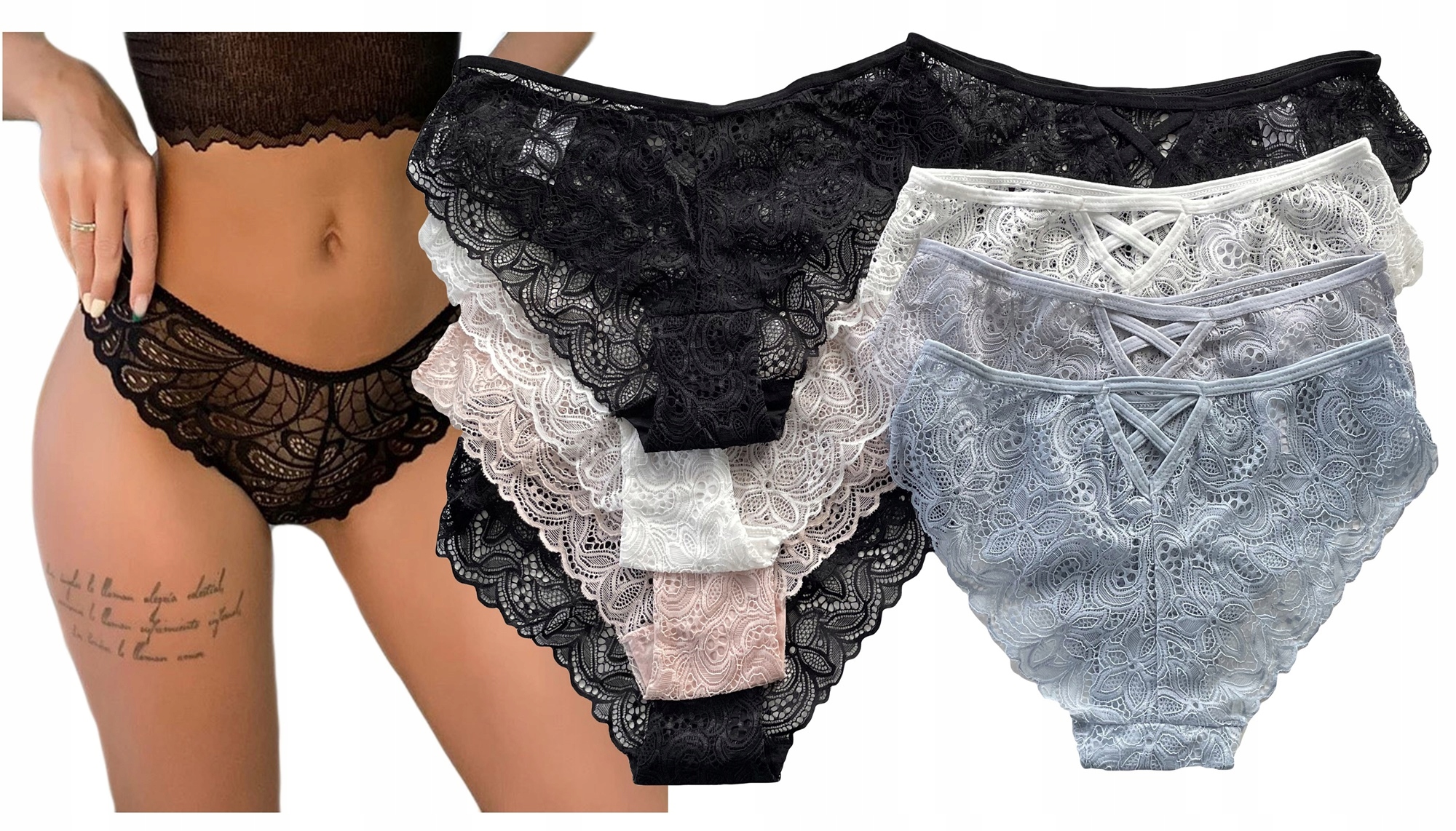 

Figi koronki Majtki Koronkowe Seksowne Zestaw 8pak