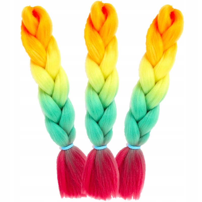 

3x Włosy Syntetyczne na Warkoczyki Ombre Kolorowe