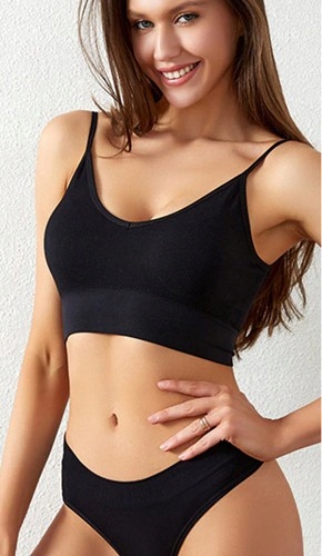 KOMPLET BIELIZNY SPORTOWA BEZSZWOWA PRĄŻKOWANA XL Rozmiar XL