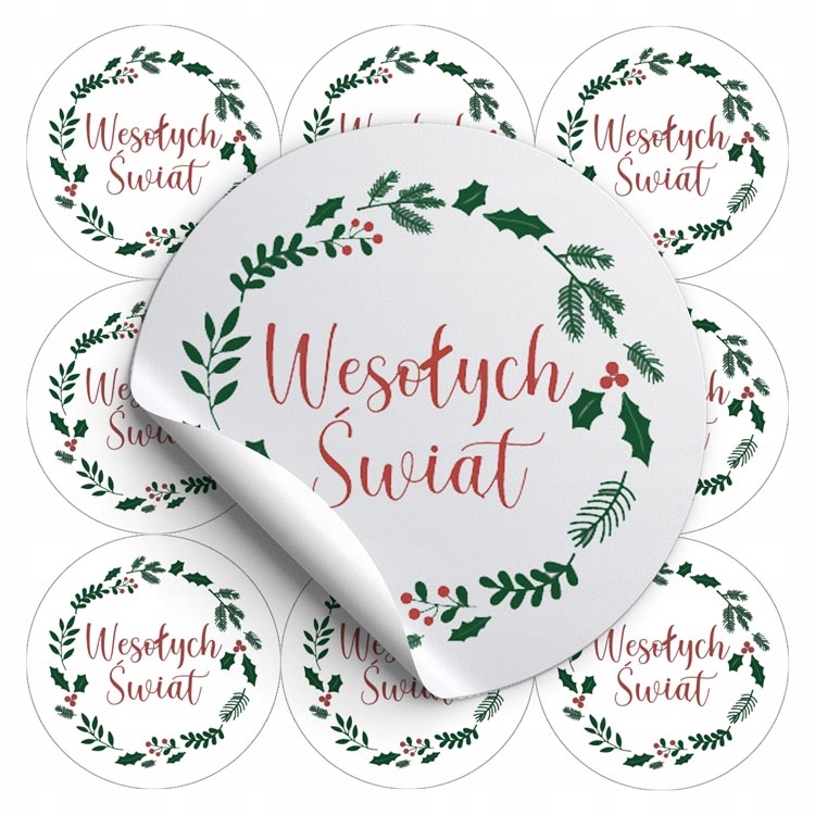 Naklejki WESOŁYCH ŚWIĄT na PREZENTY 10 sztuk