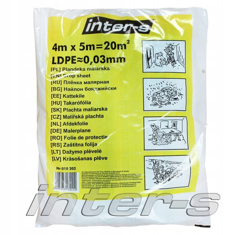 

Folia Malarska Plandeka 4X5M 30 Mikronów Inter-s