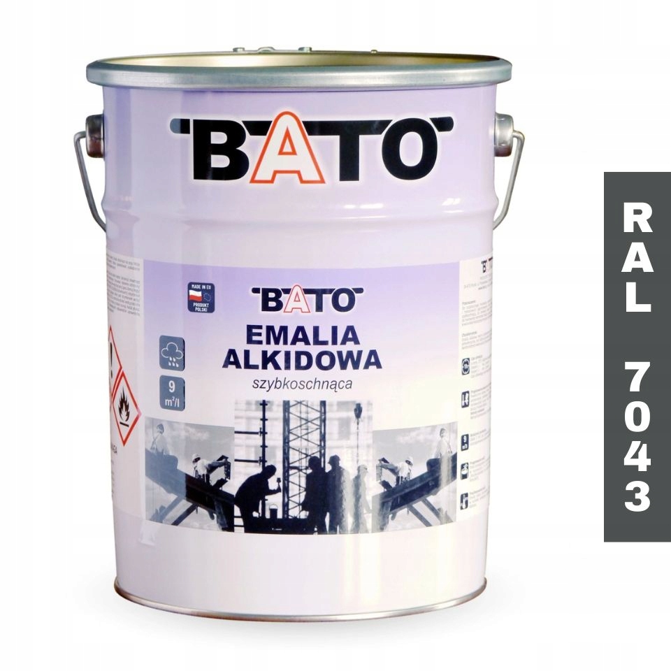 Alkydová smaltovaná barva na kov Bato Ral 7043 rychleschnoucí 5L Šedá
