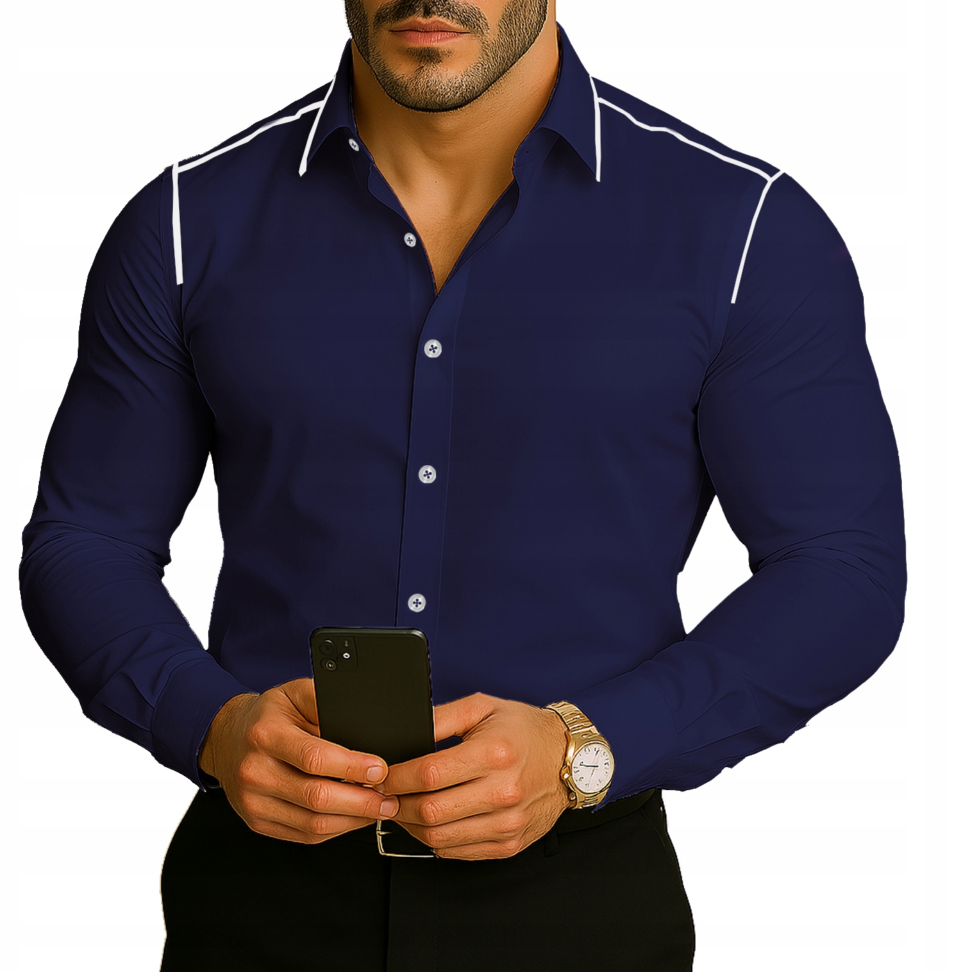 Bavlněná košile Casual Kontrast Klasická Večerní