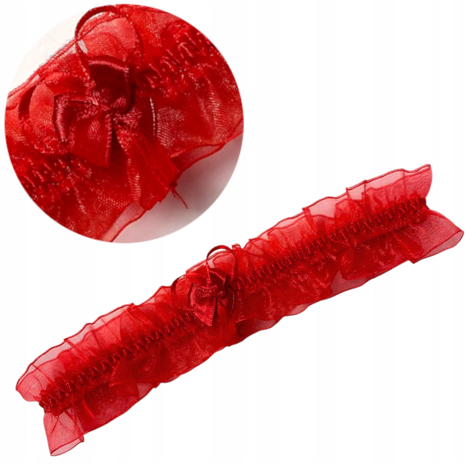 Польская элегантная подвязка с кружевом S / L красный