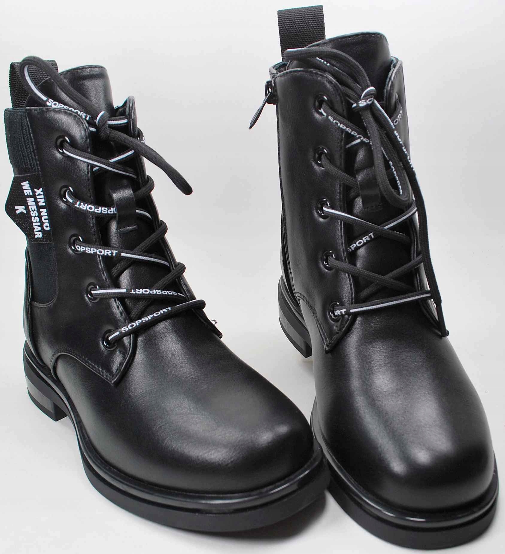 CZARNE dziewczęce ELEGANCKIE WYSOKIE BOTKI dla dziewczynki na suwak r 35 Marka Inna marka