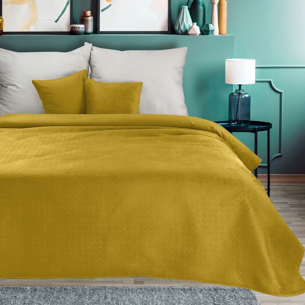 Dekorativní přehoz Luiz 200x220, hořčicová prošívaná barva