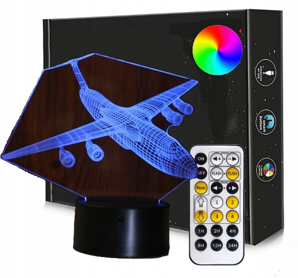 

Lampka Nocna 3D Led Samolot Usb Pilot