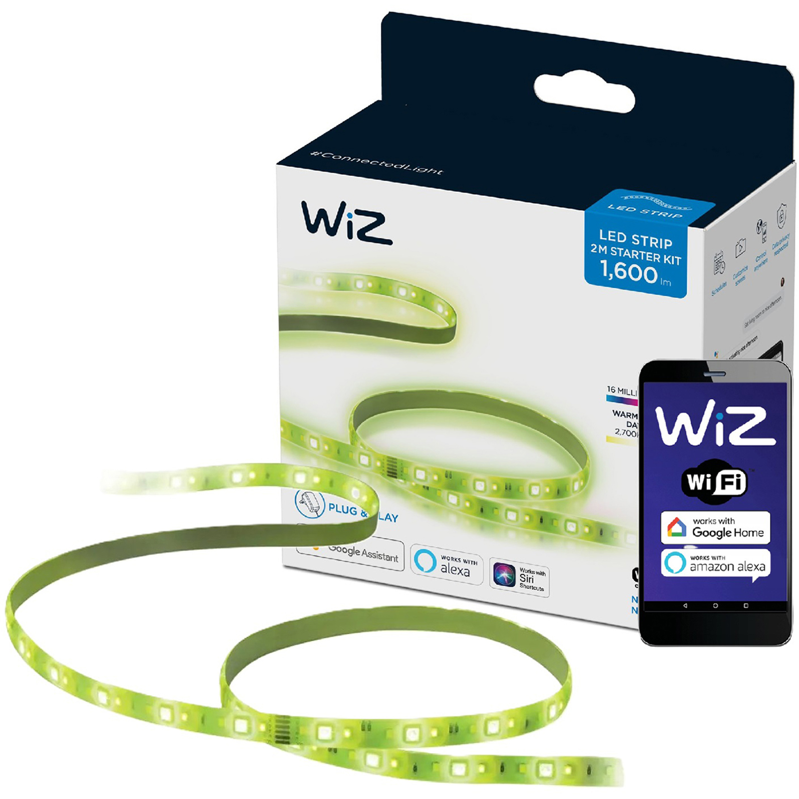 Taśma Led Pasek 2m Wielokolorowa Rgb Cct Zasilacz Smart WiFi Aplikacja WiZ