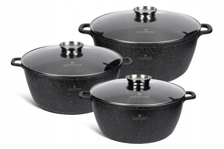 Sada velkých hrnců s mramorovou povrchovou úpravou 6 ks na indukci a plyn