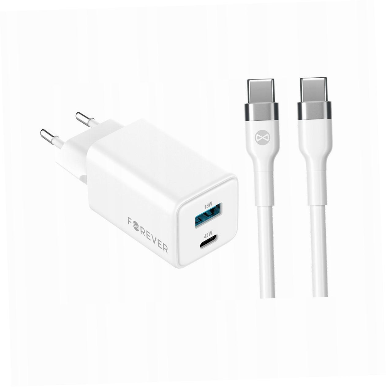 Szybka ładowarka GaN 45W 2 wejścia Usb i Usb-c z kablem do Realme C53