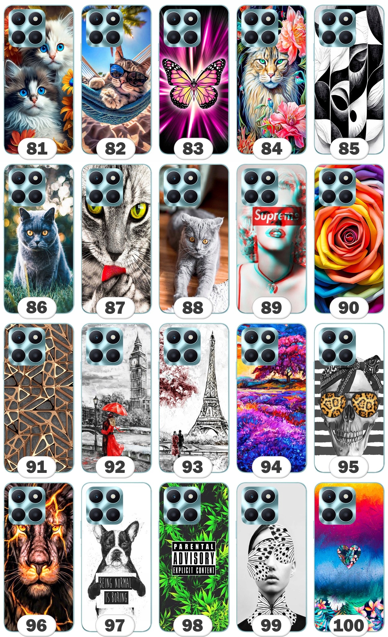 ETUI PLECKI FOTO Case OBUDOWA Pokrowiec JAKOŚĆ WZORY SZKŁO 9H do Honor X6A Dedykowana marka Honor