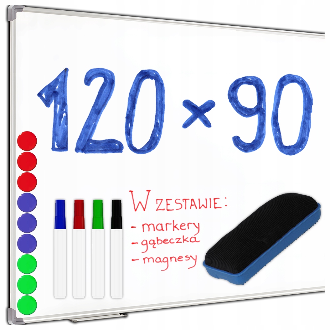 Tablica magnetyczna suchościeralna 120x90 biała na ścianę pisanie Gratisy