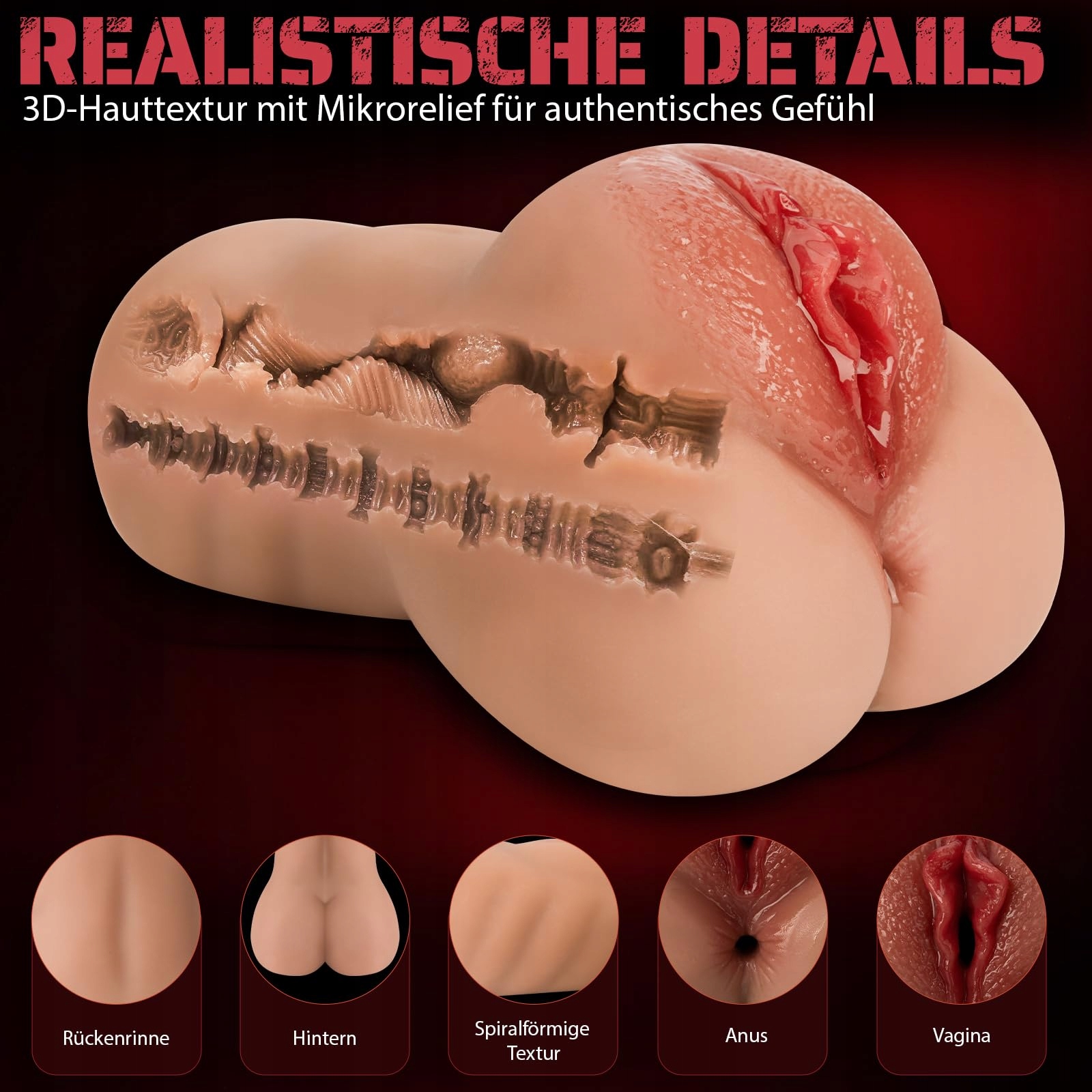 REALISTISCHER Masturbator 2w1 Z 3 Pierścieniami Silikonowy Dla Mężczyzn — miniatura 5