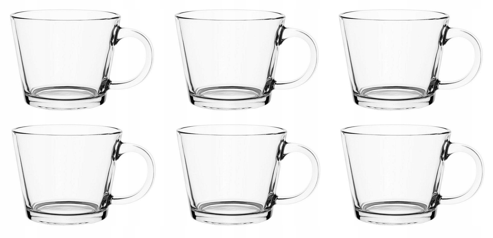 

6x Kubek szklanka z uchem gładka Justin 380 ml