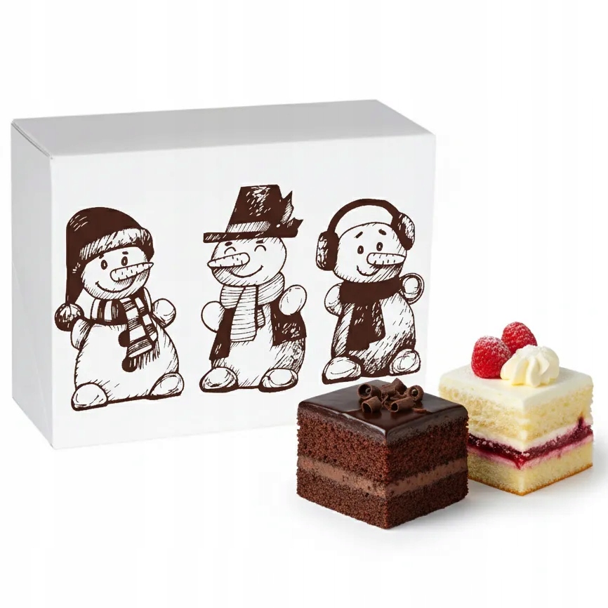 Levně Obaly na vánoční dorty krabička cukrářské sněhuláky 31x22x8 50 Ks