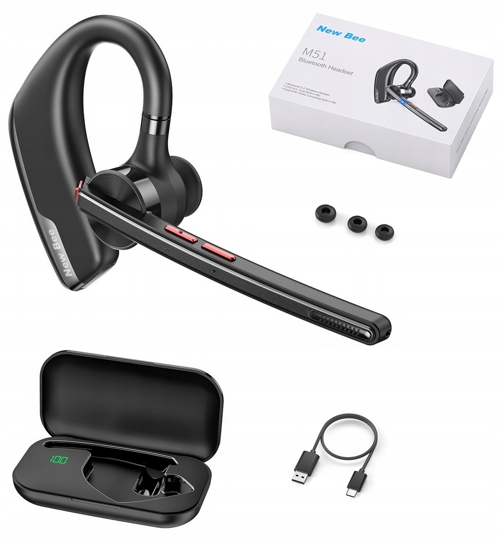 Bezdrátové Bluetooth Sluchátko New Bee M51, Výdrž 12 Hodin, Pohotovostní Režim 180 Dní