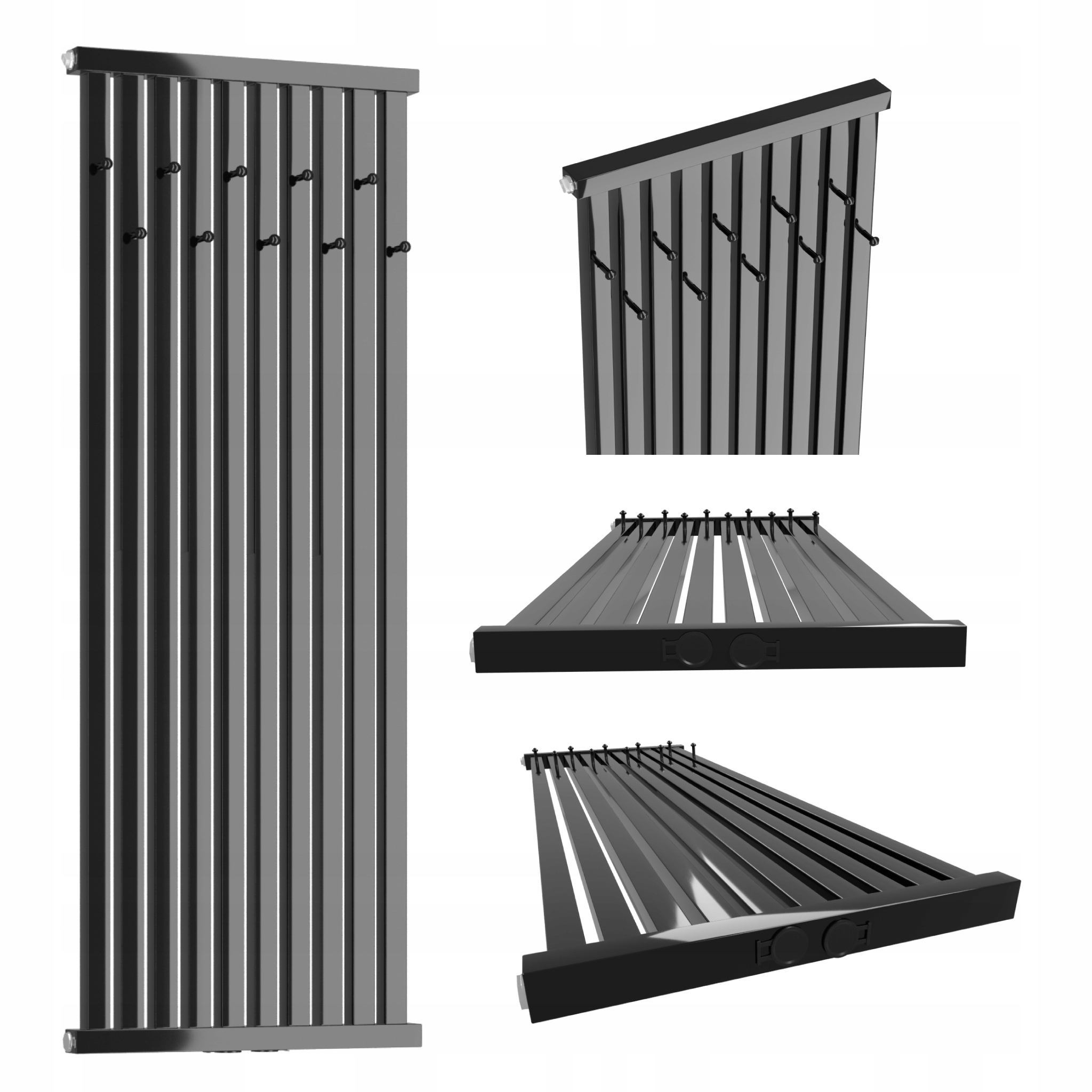 Dekorativní radiátor s věšáky Radiator Hook 120x46 Černý Lesk