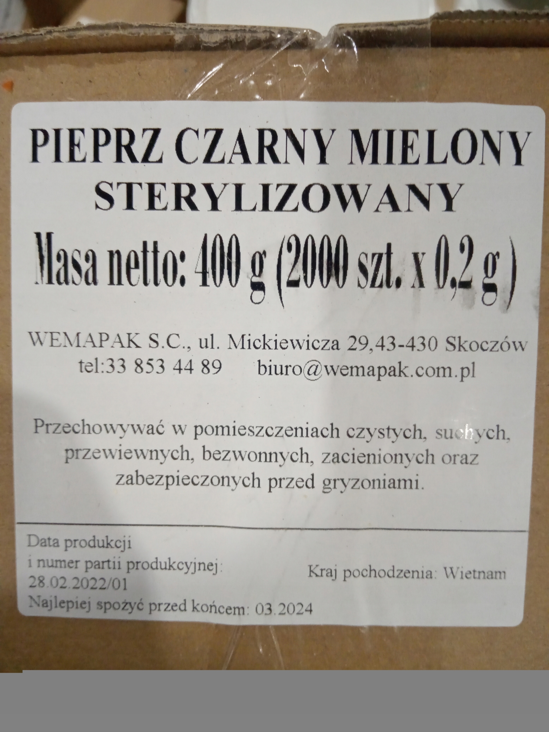 sáčky s černým pepř 2000 ks x 0,2 g