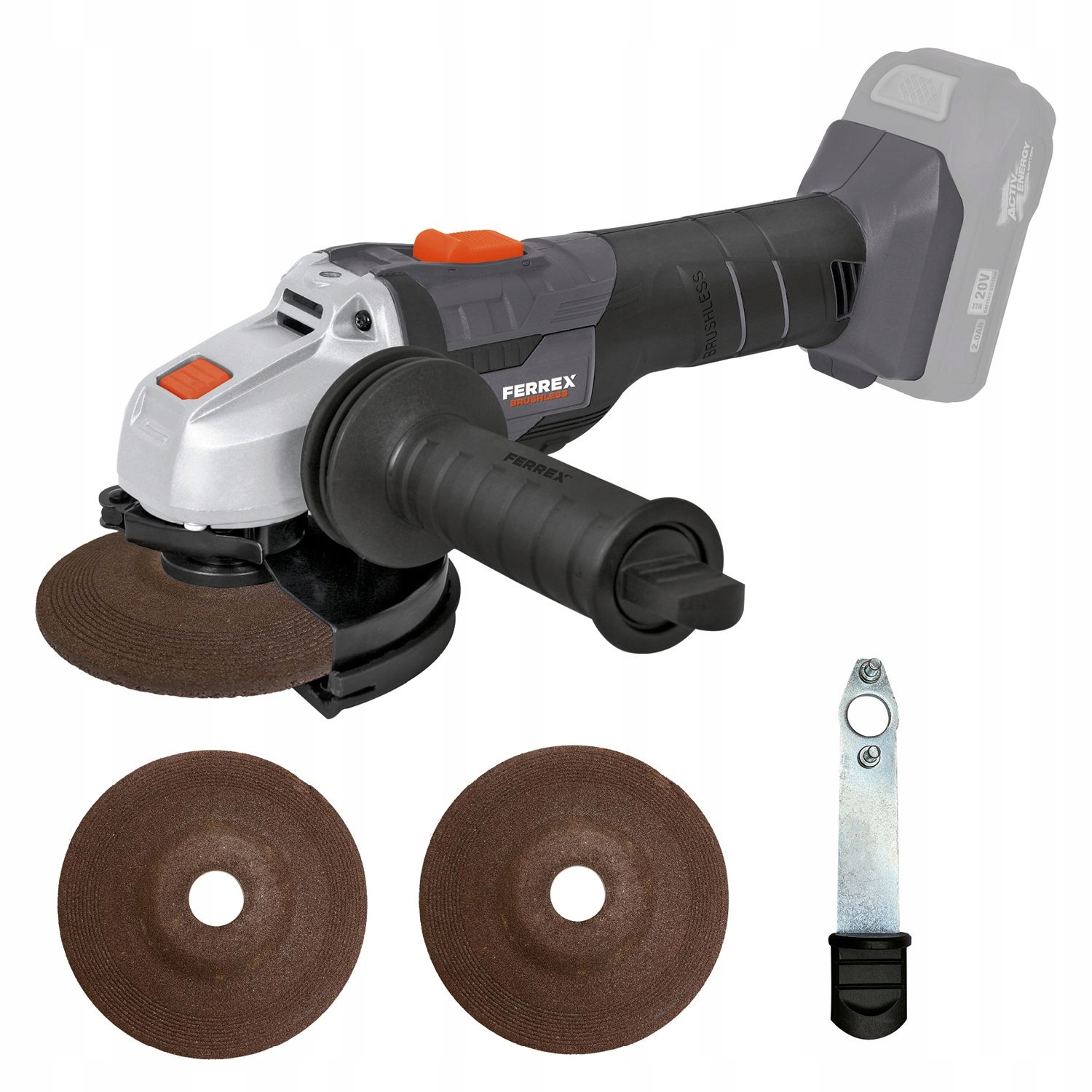 BEZSZCZOTKOWA SZLIFIERKA KĄTOWA FERREX 20V AKU