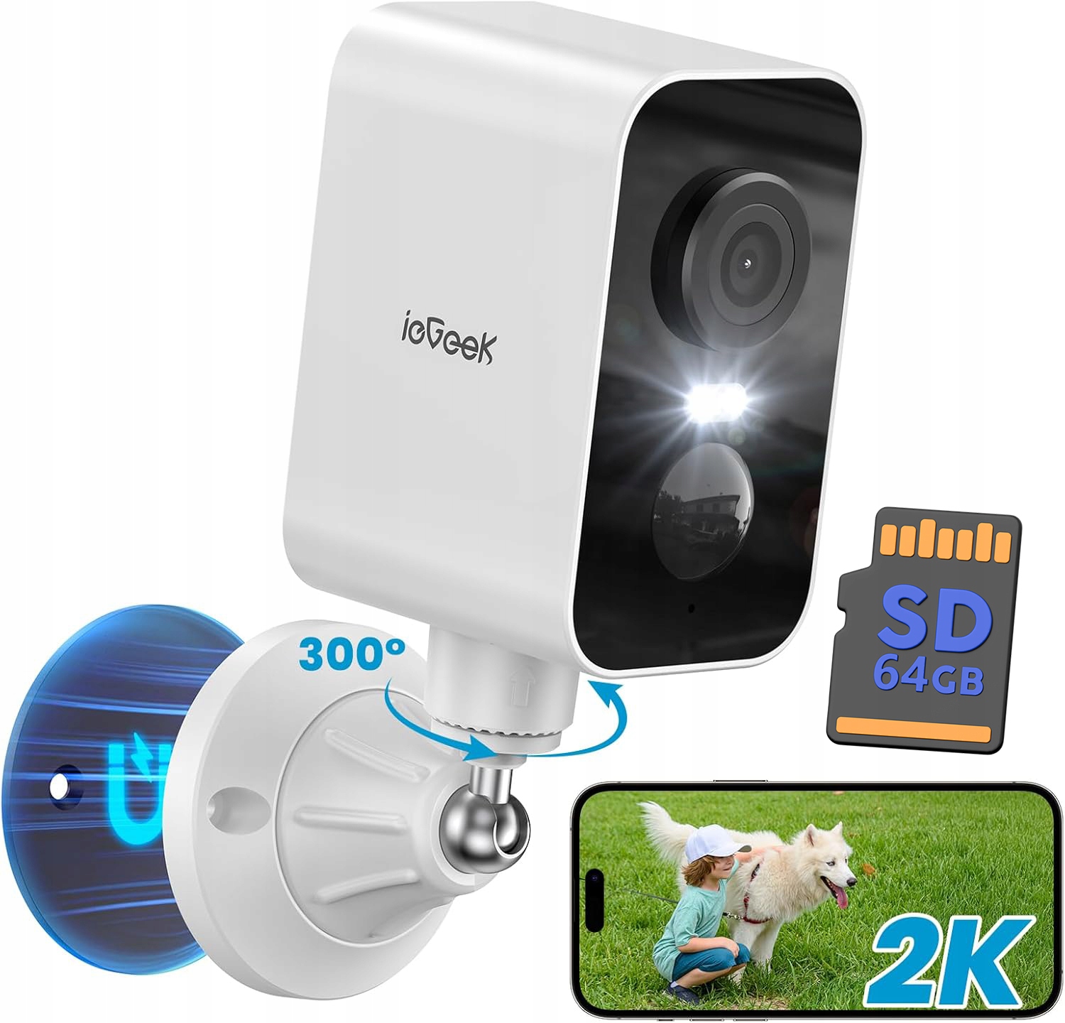 Kamera Na Baterie Bezdrátová Audio Ip Wifi 3MPX Oboustranné Audio 64GB Sd