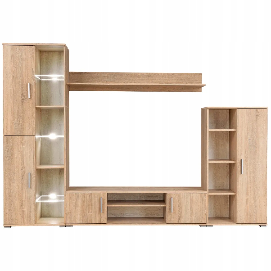 Nábytková Stěna dub sonoma s Led osvětlením 260x30x180 cm