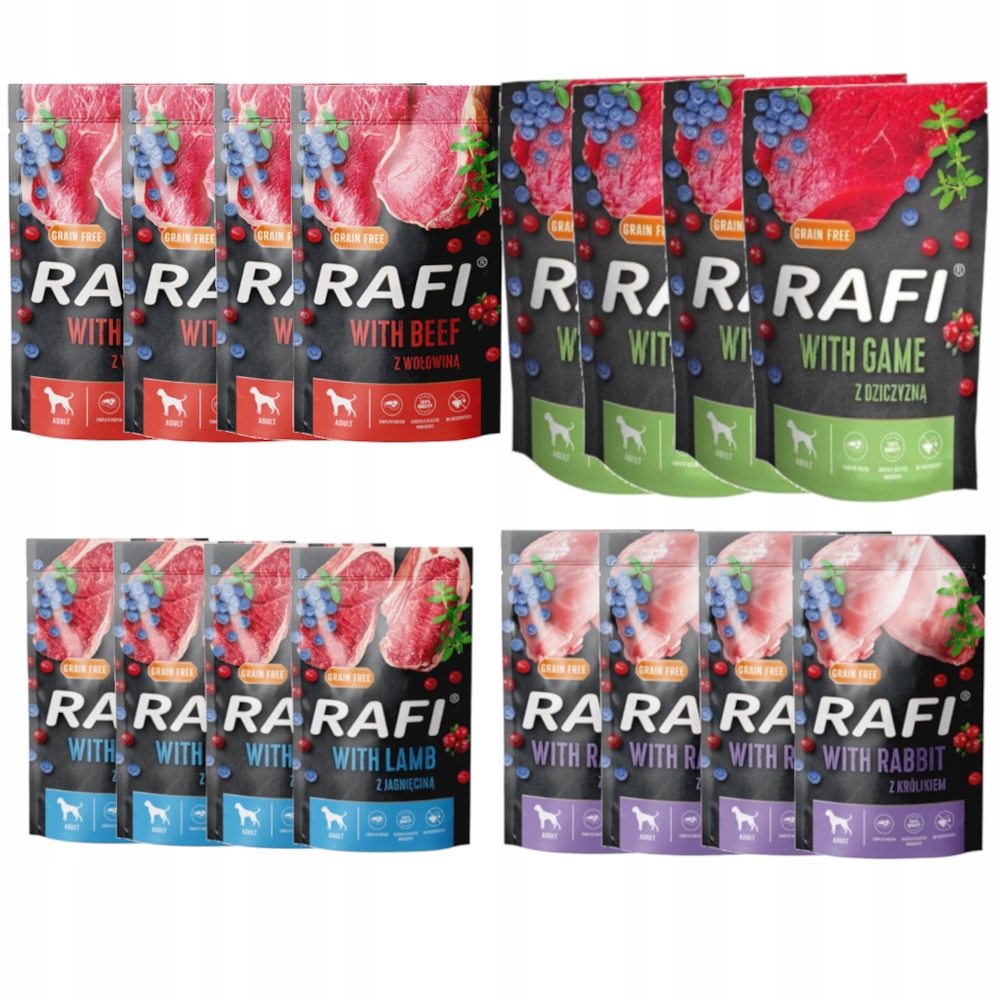 Levně Dolina Noteci Rafi Mokré Krmivo pro psy mix chutí 16 x 500g