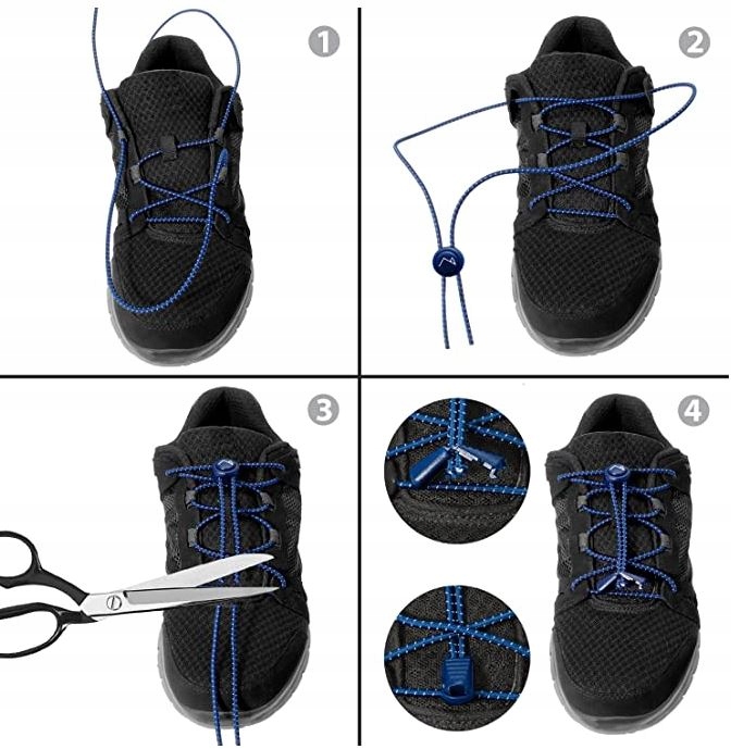 SZNUROWADŁA SZNURÓWKI DO BUTÓW ELASTYCZNE BEZ WIĄZANIA 4 KOMPL. SOMOZACISK Model FIT-8115